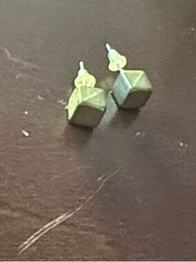 Geometric Cube Stud Earrings in gold